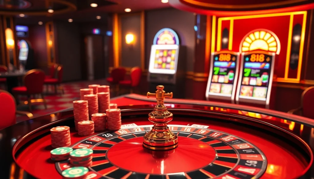 Experience the excitement of 'new 88' casino gaming with vibrant roulette tables and colorful chips.