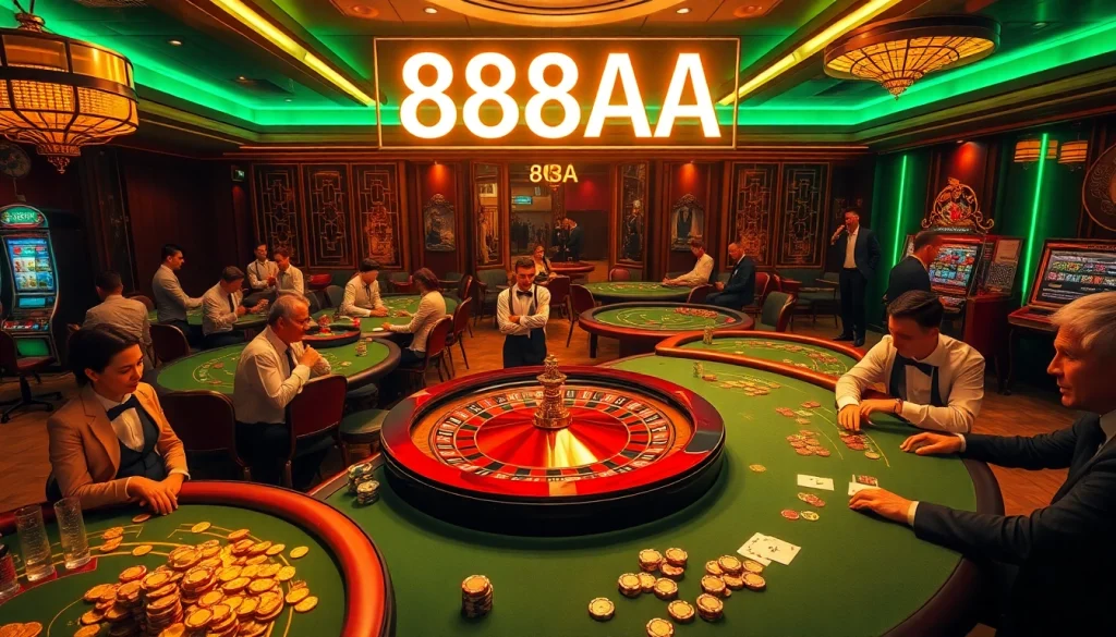 Experience the thrill of winning at 88AA Casino, featuring an exciting roulette wheel and engaged players.